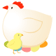 Mother hen, Easter eggs and baby chick Easter clip art