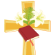 Cross, Easter lilies and Bible clip art
