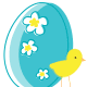 Flowered Easter egg and baby chick Easter clip art