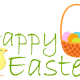 Easter basket and baby chick greeting clip art