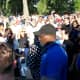 Buddy Guy in his trademark polka dot garb walking through the crowd at Ribfest in Indy