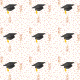 free graduation scrapbook paper with mortarboards, confetti and streamers