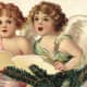 Two vintage Christmas angels singing