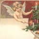 Vintage angel Christmas card: Christmas tree