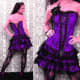 Sexy Purple Strapless Lace Up Corset Dress with a decorative Rose Accent
