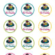 Free circle printable blue, pink, green and yellow birthday cupcake toppers