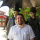 The guy in the middle isn't a sculpture - it's me!