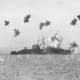 USS Louisville hit by Kamikaze.