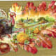 Free vintage Thanksgiving post cards: Turkey and farm scene