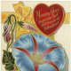 Morning glory free vintage valentine card with ribbon