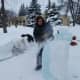 New to the events this year, ice carvings, using blocks of ice harvested from Rainy Lake.