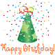 Green birthday hat and present clipart