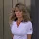 Hot Farrah Fawcett posing in classic 70's short shorts
