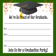 Green border, confetti, streamers and graduation hat 