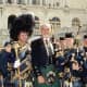 Well known actor Sean Connery, the first 007, with the USAF Reserve Pipe and Drum Band in Washington, DC. Tartan Day 2004.
