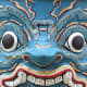 Blue monster dragon face paint design pattern, from ancient mask design.