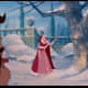 This shows the length of her red cape. It goes all the way down to her feet, so make it the same length as her dress. White fur trim around bottom edges and the hood. No sleeves on the cape, although there is a separate poncho-like section.