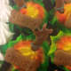 Tie dyed cupcakes with Scooby rings and Scooby graham crackers.