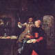 Gabriel Metsu - the painter G. Metsu himself with his wife. Gabriel Metsu - Portrait de l'artiste avec son épouse.