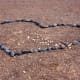 Lovers have a habit on the headlands of creating hearts out of stones