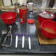 The mini scoop and 3 piece dipping set for chocolate making laid out on the work surface and ready for use