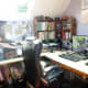 Overview of desks after office makeover, with the new under desk storage in use