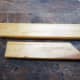 The two facings, wood recycled from a redundant shoe rack, cut to size and ready for gluing and screwing in place