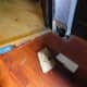 The old skirting is removed completely, so that it can be replaced