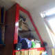 Original open cupboard above built-in wardrobe. The following photos are the highlights of the modifications made, including the folding doors