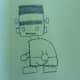 Add lines for detail, like making his neck, arms, and pants.