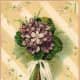 Vintage Mother's Day card: violets nosegay with white ribbon