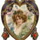 Gold and purple frame and flowers and Victorian woman