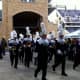TCU Band circles the inside of the stadium before the pregame show
