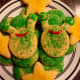 Our alien cookies with added eyes and mouth.