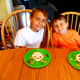 My boys enjoying their alien-themed lunch.