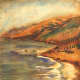 California Coast painting with oil paint antiquing wash over it.