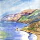 California Coast Painting in watercolor.