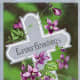 Cross with purple flowers Christian cards