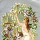 Angel with cross and flowers vintage Christian Easter card