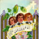 Three choir boys with flowers vintage religious Easter card