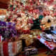 Hawaiian style Christmas wrap. Notice the lauhala boxes.