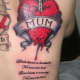R.I.P. Tattoo With Heart, Dagger, Banner, and Text