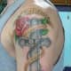 R.I.P. Tattoo With Cross, Banner, and Rose
