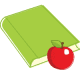 Back to school clip art: book and a red apple for the teacher