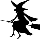 Free witch on a broom black and white