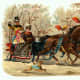 Vintage Christmas images: carriage with horses and people 