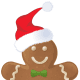 Gingerbread man with Santa hat.