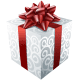 White-and-red Christmas present.
