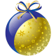 Blue and gold Christmas ornament with stars.