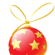 Red Christmas ornament with gold stars.